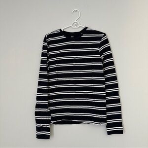 H&M Black and White Striped Long Sleeve Shirt